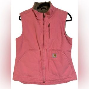 Vintage Carhartt Womens Sherpa Lined Vest WV001PKR Sz S VTG RARE Pink